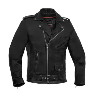 DANIEL SMART Road Titan™ Men's Leather Motorcycle Jacket - Soft Milled Cowhide, Classic Police-Style, Fitted, Long Sleeve, All Seasons, Medium Length, Faux Leather - Menswear