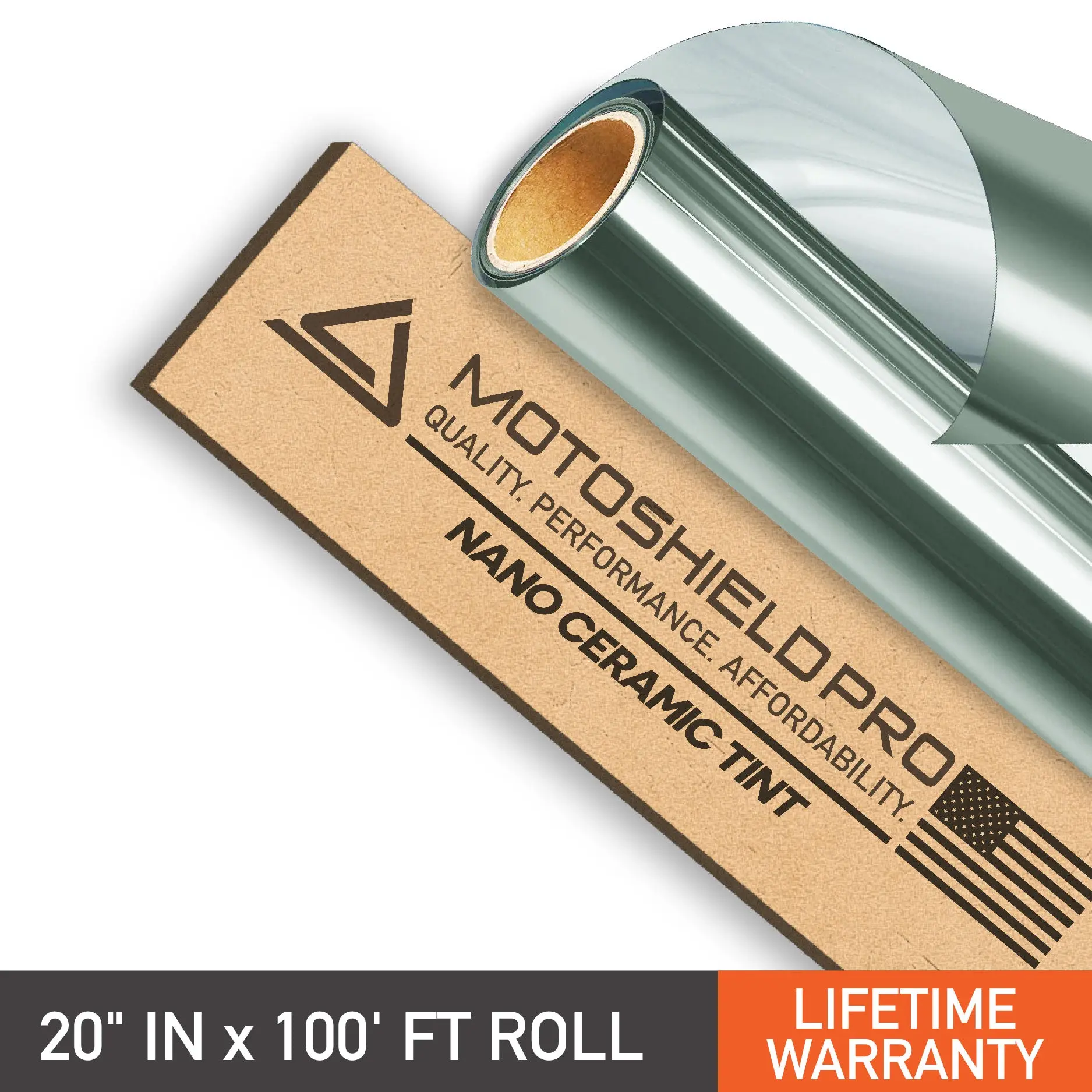 MotoShield Pro Nano Ceramic Window Tint - 20" in x 100' ft Roll (70%) + Lifetime Warranty