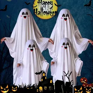 Halloween Ghost Costume, 1 Count Smile Face Ghost Cape, Cosplay Clothing, Performance Costumes, Halloween Party Costume, Costume Party Accessories
