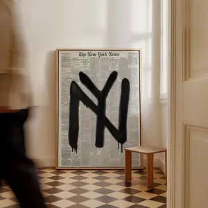 NYC Street Art Poster, Graffiti Artwork, Urban Newspaper Wall Art, Cool Hip-Hop Decor, Modern Loft Artwork
