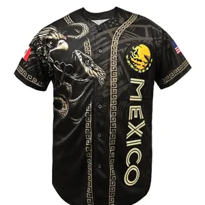 Men's "MEXICO" Embroidered Baseball Jersey, Casual Short Sleeve V Neck Baseball Shirt, Breathable Button Front, Unisex Outdoor Sports Wear, Athletic Tops, Outdoor Clothing, Outdoor Apparel