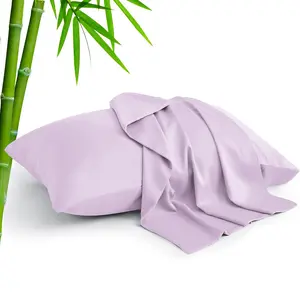 Cooling Queen Pillowcases Set of 2, Breathable Cool Soft Rayon Derived from Bamboo Fabric, Moisture Wicking for Hot Sleepers, Hair and Skin Friendly