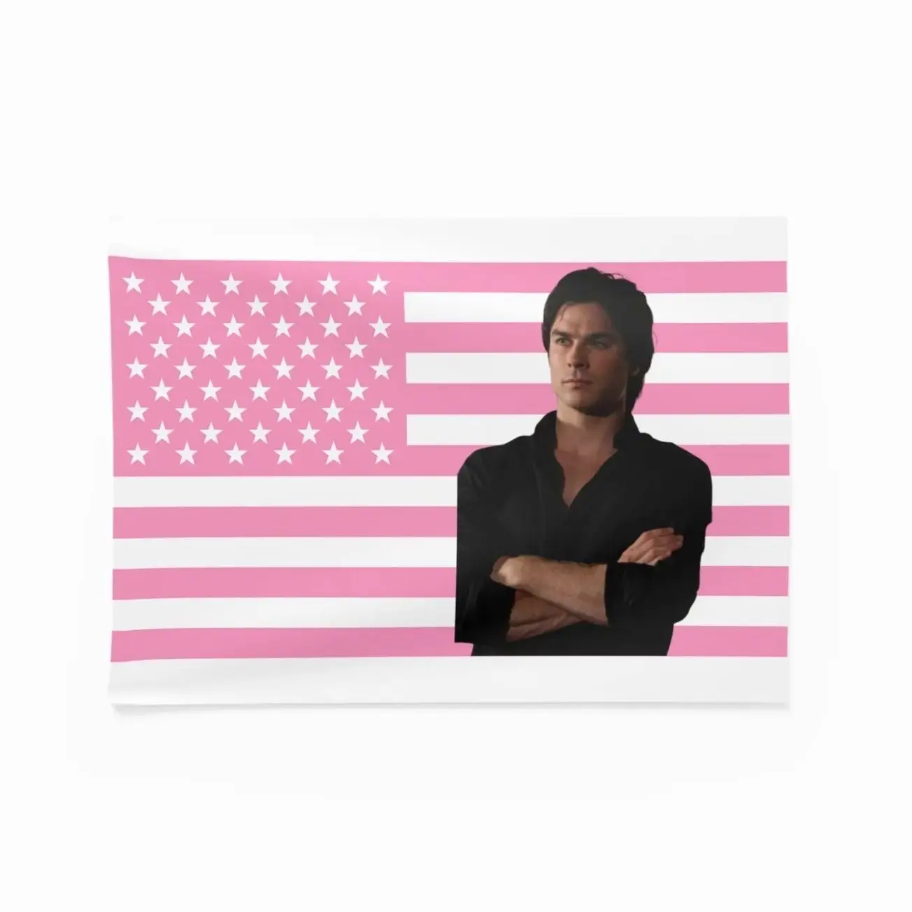 Damon Salvatore Pink Flag Tapestry, Ian Somerhalder Wall Decor, Damon Salvatore Gift, Boho Vampire Diaries, TVD Room Decor