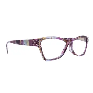 Avian, (Bling) Women Reading Glasses w (Amethyst, L. Amethyst) Genuine European Crystals, Magnifying Cat Eye (Purple) NY Fifth Avenue Lightweight