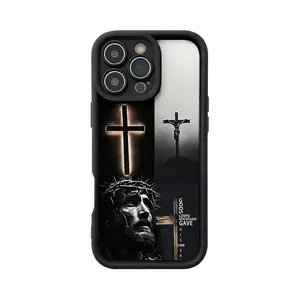 Cross-patterned black shock-resistant phone case, compatible with iPhone 11–17, 17 Pro Max, Pro Plus, and Air, as well as Samsung Galaxy S26, A54, and Note 5G series—a great choice for friends and family or as a holiday gift.