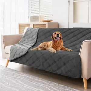 Waterproof Dog Blanket Reversible for Small Dogs Resistant Leakproof Washable Couch Cushion Bed Protector Cover for Indoor Furniture Pet Friendly 52"*82",Dark Grey+Grey