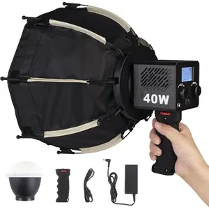 M60 Handle LED Video Light with Soft Box Protable Mini COB LED Bi-Color 2500-8500K CRI>=95 TLCI>=97 -in 3400mAh  Photo Studio Lights Vlog Shoot Fill Lighting 8 Scenes (M60 with Soft Box)