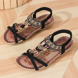 Sandals Womens Ladies Flip Flops Summer Flat Leather Sandal Toe Post Bohemian Walking Sandal Women Sandals Platform Sandals Womens Wide Fit Wedges