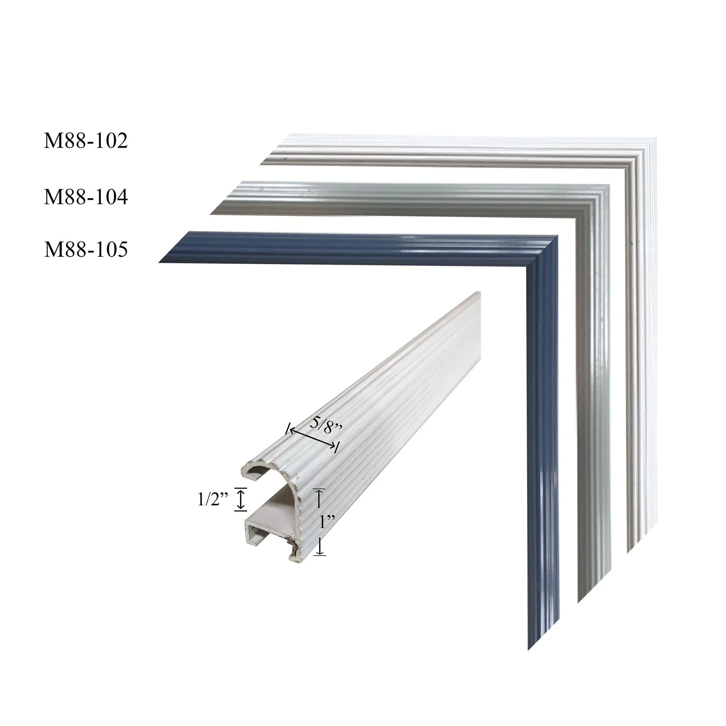 Custom Cut Picture Frame - Sectional Metal - CMI Metal Moulding M88 Designer Ribbed (Must order 2 packs to complete 1 frame)