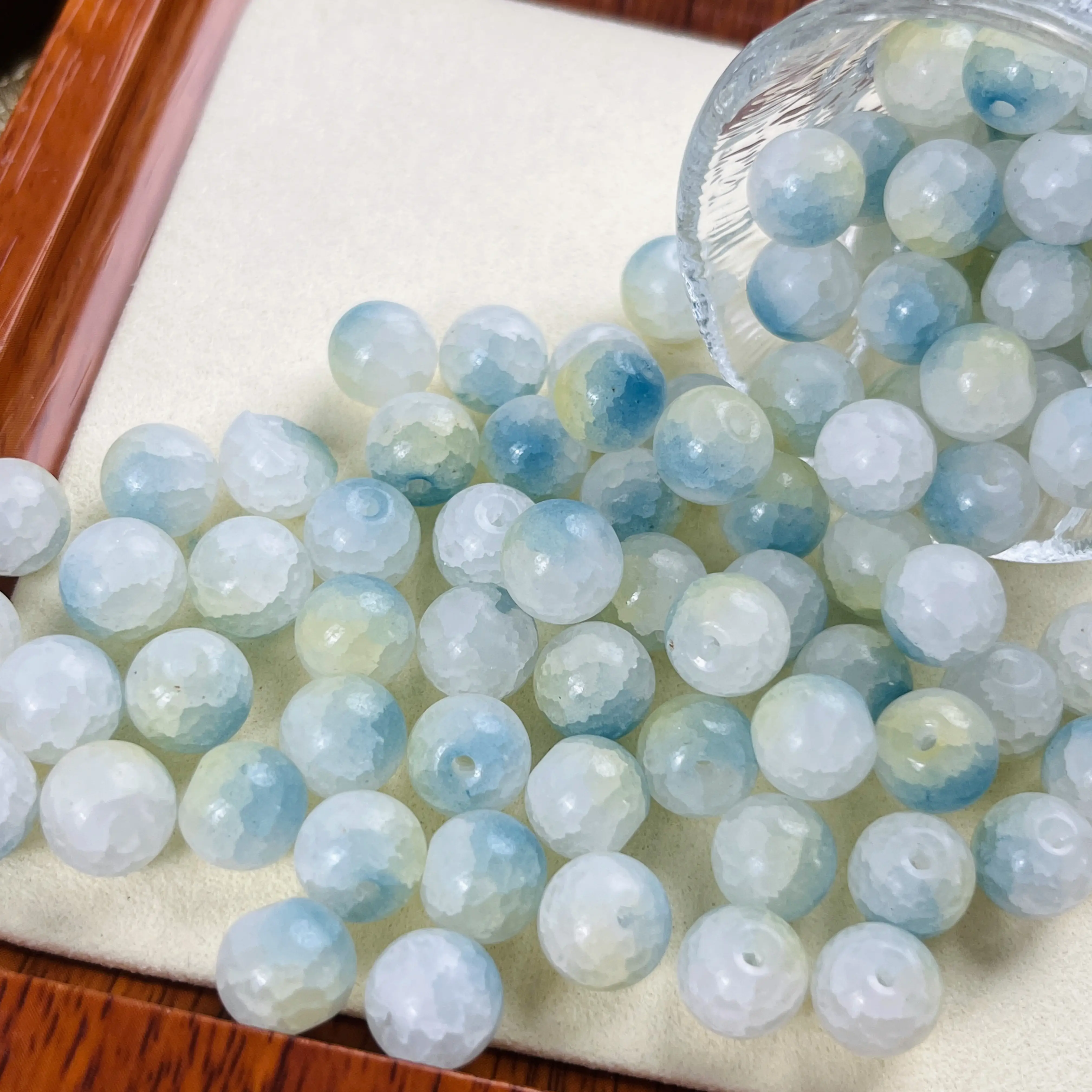 【DIY05】10mm Light Yelow-Blue Crackle Bead 50ml