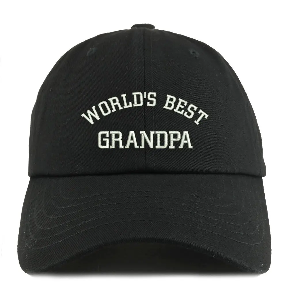 Trendy Apparel Shop World's Best Grandpa Embroidered Low Profile Soft Cotton Dad Hat Cap