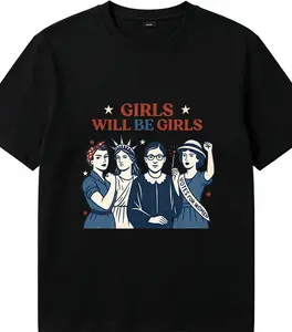 Vintage Girls Will Be Girls Empowering Graphic Tee - Commemorative America 250 Premium Cotton T-Shirt