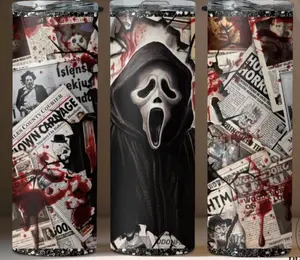 New Stainless Steel 20oz Ghostface Bloody Halloween Tumbler Skinny