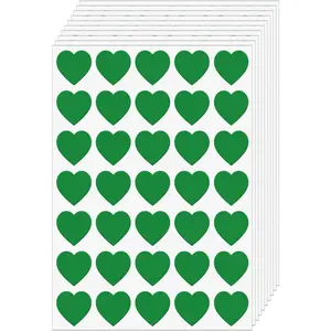 Green Heart Stickers 1 Inch Vinyl Love Shape Sticker Self-Adhesive Removable  Small Labels for Valentines Mother's Day Wedding  Envelope Birthday Craft  Card 700 count