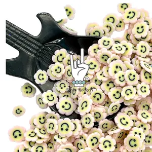 Smiley Face Happy Flower Polymer Clay Pieces