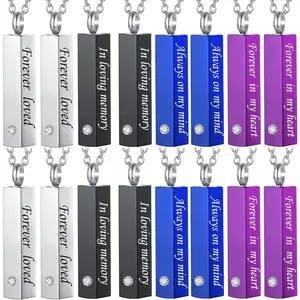 16 count Urn Necklace for Ashes for Human Cremation  for Ashes Square Small BarKeepsake Pendant for Women Men Loved Ones