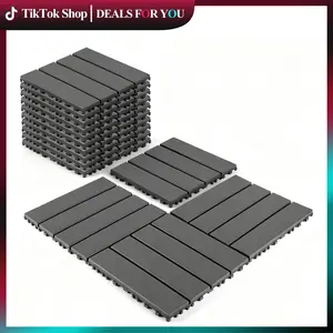 Interlocking Deck Tiles 44 sq ft Patio Pavers, Durable Plastic Outdoor Flooring 12"x12" Fast-Drying All Weather for Backyard Garden Porch Poolside Balcony