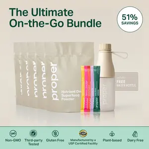 The Ultimate On-The-Go Superfood Powder Bundle for Daily Nutrition, Energy & Immune Support - Five Superfood Blends + Water Bottle