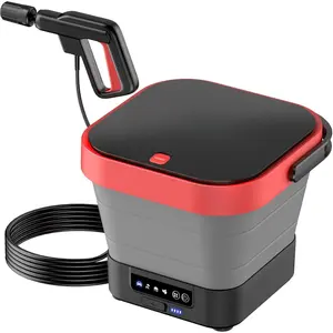 Portable Electric  Washer Rechargeable with 12L , Foldable Power Washer Cordless with 5 in 1 Nozzle, Max 220PSI, Type-C , 16FT Hose, for Camping, Patio, , Pet Cleaning