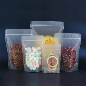 Food Storage Bag, 100pcs Clear Ziplock Bag, Self Sealing Food Storage Bag, Snack Bag, Stand Up Bag for Candy, Coffee Bean, Snack
