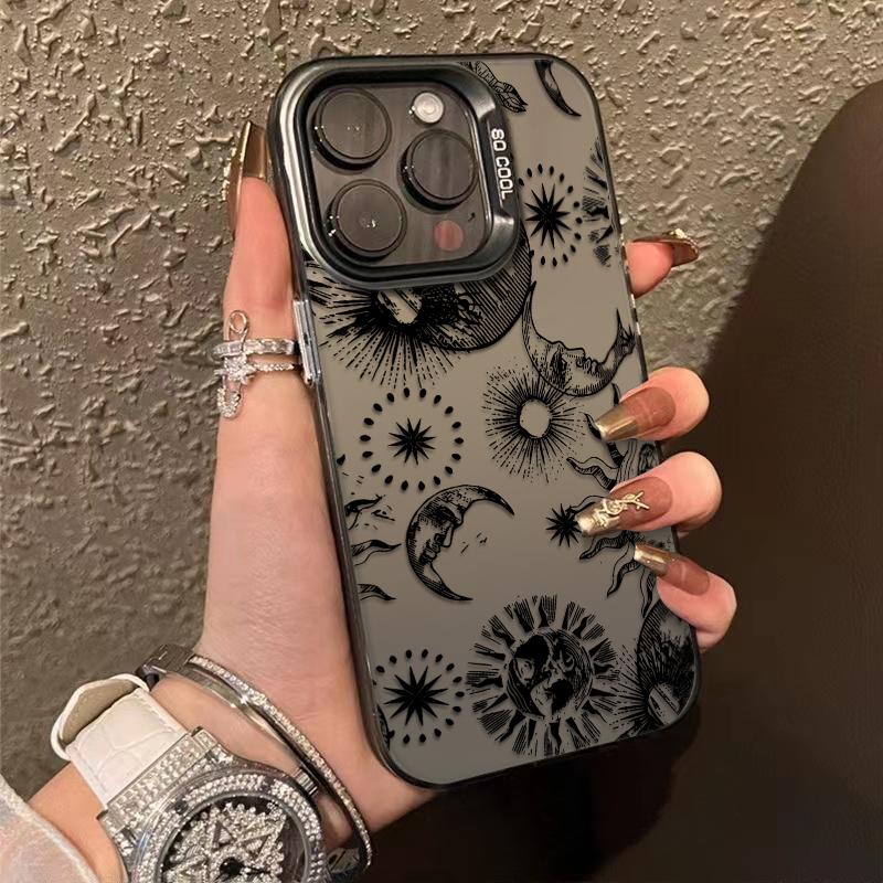 Vintage Celestial Print Phone Case  Modern Mystical Design Durable Hard Acrylic Back Case With An Anti-Yellowing Coating, Made From High-Quality Designed For Reliable Drop Protection For Your Phone For iPhone 17.16.15.14.13.12.11.X.XS.XSMAX.XR.8.7