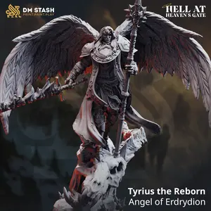 Tyrius the Reborn - Angel of Erdrydion 3D-Printed Resin Miniature, Decorative Accessory, Character Figure, Collectible DM Stash Home Decor Statue, Decorative Accessory Miniatures, 3D-Printed Resin Miniatures