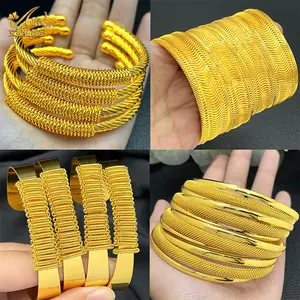 ANIID New Luxury Dubai Gold Color Bangles For Women Arabic Charm Bracelet Cuff Bangles Nigerian Wedding Jewelry Party Gifts