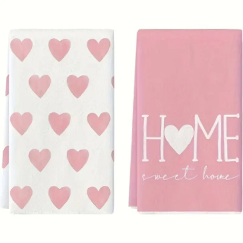 2-Piece Heart Letter Theme Kitchen Towels Set, Home Dishwashing & Hand Drying Cloth, Perfect Gift for Mom Birthday, Housewarming Present