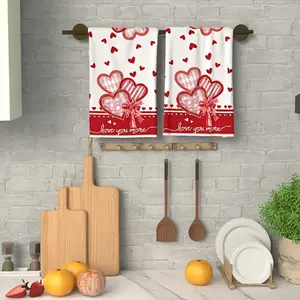 Heart Kitchen Towels Set of 2, Dish Drying Cloths, Hand Wiping Towels, Cute Kitchen Decor, Perfect Neighbors Gift, Sweet Housewarming Present