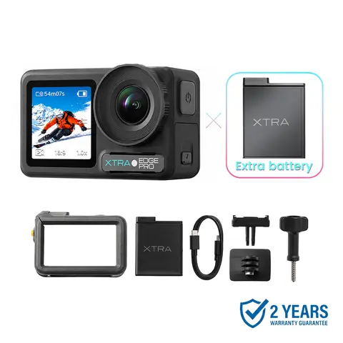 【Live Exclusive Offer】Xtra Edge Pro 4K Action Camera - 1/1.3" Sensor, 65ft Waterproof, Bicycle Camera, Built for Outdoor Adventures, Night View, WiFi, MicroSD Support, Swim Freely
