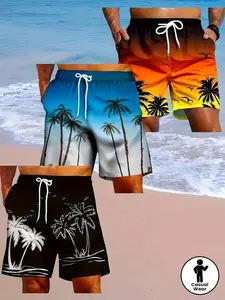 Men's Beach Shorts Set, 3-Pack Casual Fitted Boxers Trunks S-Xxl, Lightweight Breathable Drawstring, Summer Outdoor Sports Gift, Swimwear Shorts