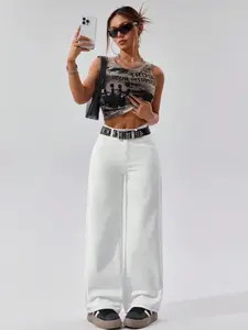 Women's Casual Basic Solid Color Washed Wide Leg Jeans Pants, Perfect for Daily Wear, Comfortable and Stylish High Waisted Denim Trousers Everyday
