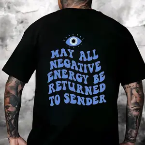 Evil Eye Energy Shield T-Shirt, TikTok Shop Black Friday Holiday Gift for Men and Women, Matching Couple’s Set, Washed Short-Sleeve Loose Soft 100% Cotton Streetwear, Unisex Casual Clothing