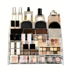 1 set of heavy-duty clear acrylic 5-layer nail polish and storage tower - 27 inches high, 3.2 cubic feet capacity, edged countertop storage rack - versatile display stand for fragrances, skin care products, cosmetics - no assembly tools required (beauty)