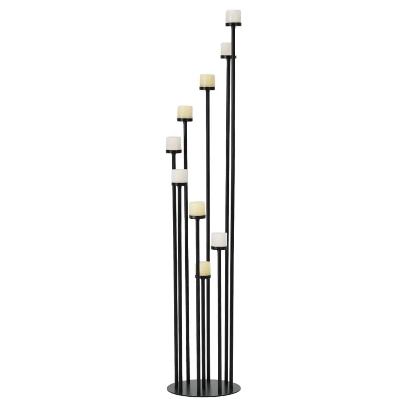 VINCIGANT Black 9-Arm Metal Floor Pillar Candelabra, Candle Holder Set for Home Decoration, Weddings (Candles Excluded)