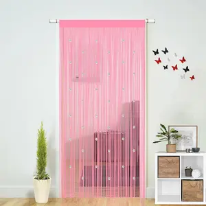 Curtains for Doorways Boho Bedroom Door Wall Beads Closet Window Room Divider Privacy Decorative (Pink, 39" W x 79" L)