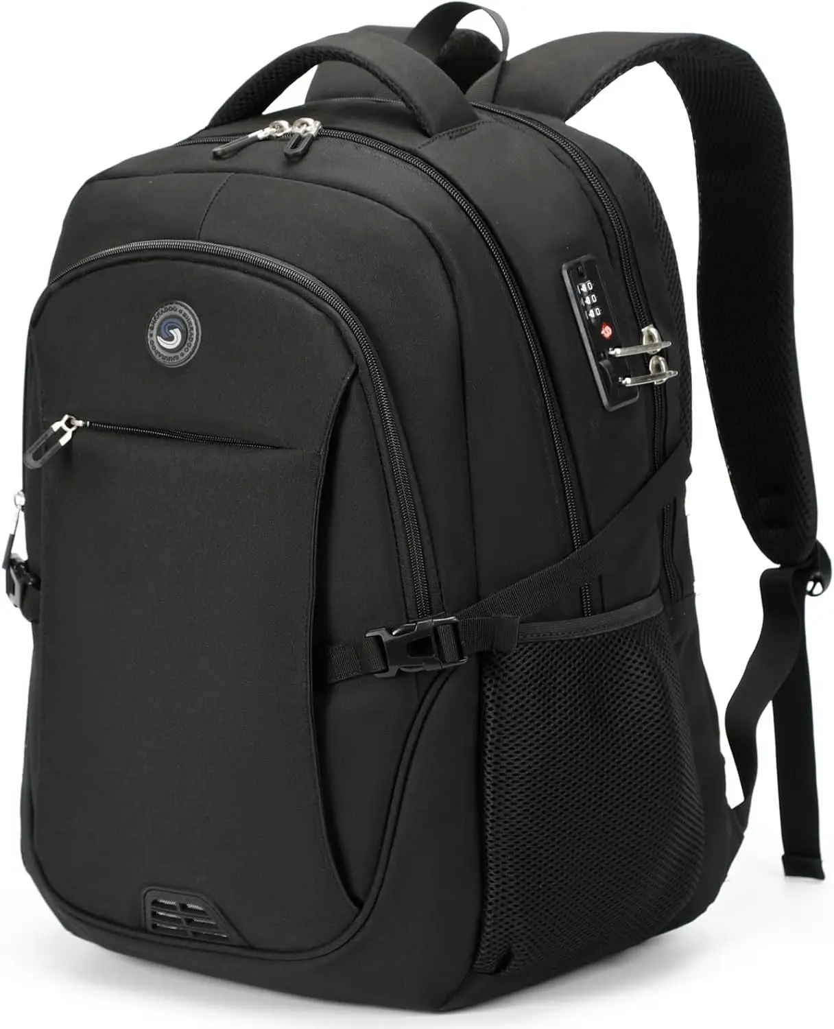 SHRRADOO Anti Theft Laptop Backpack Travel Backpacks with Combination Lock for Women Men College Backpack Computer Bag Fits 17 Inch Laptop,Black