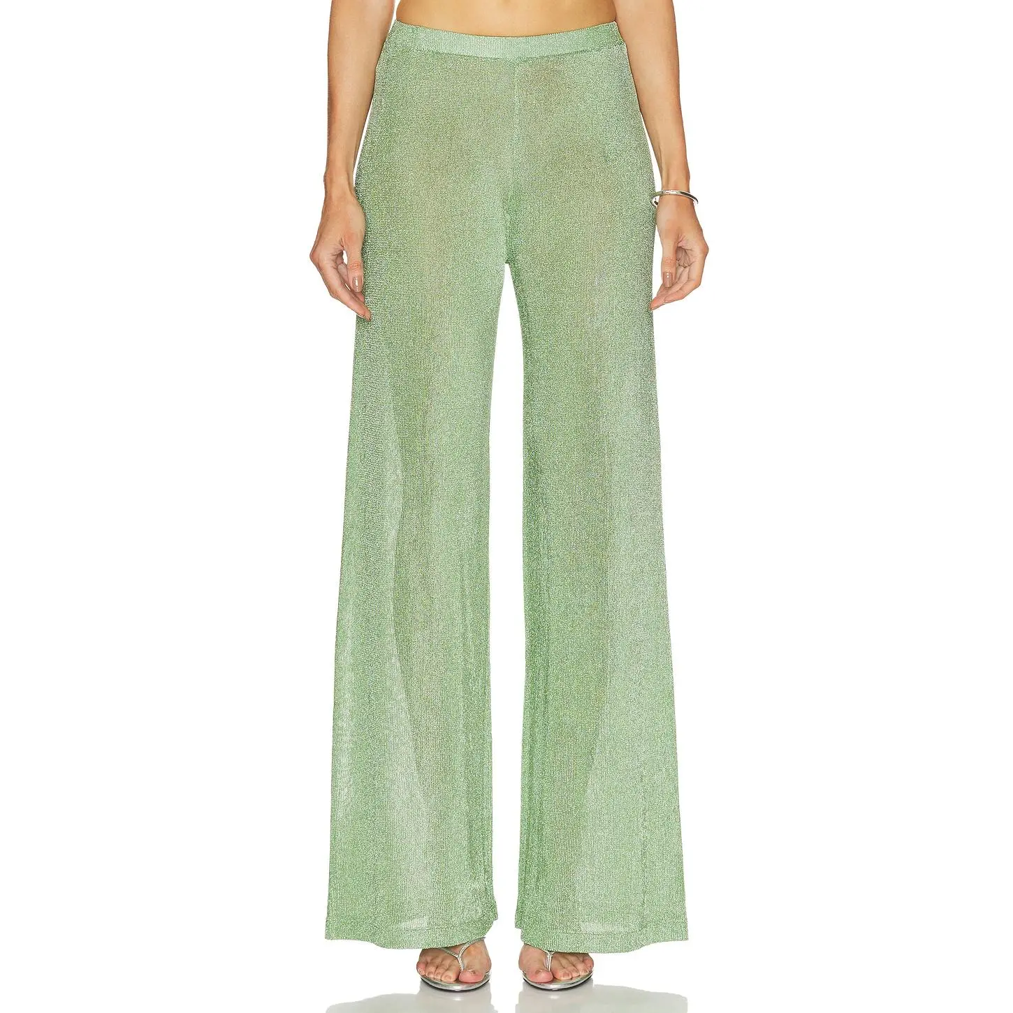 SEROYA Sheldon Metallic Knit Pant in Sage