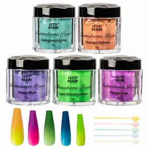 5 Colors (3 Gram Each) Thermochromic Pigment Powder Temperature Activated That Changes at 88°F for Nail Polish, Paint, Slime, Epoxy, Resin, Ink, Fabric Art, Casting - LET'S RESIN