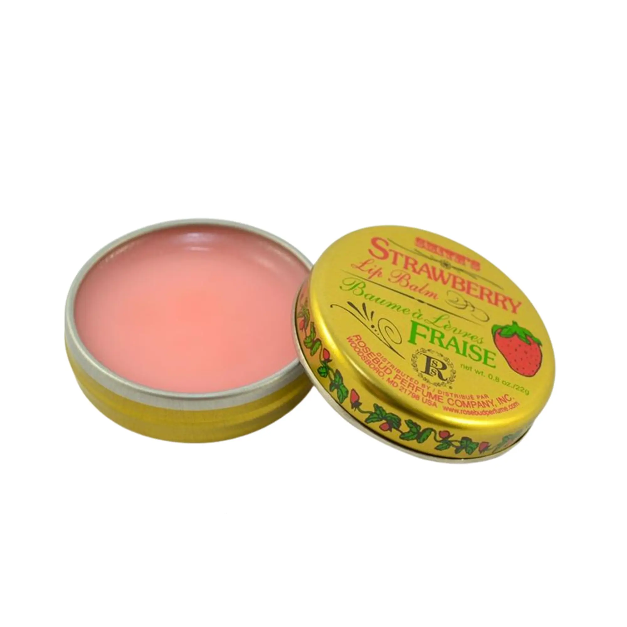 Rosebud Strawberry Soothing Lip Balm - 0.8 oz Beeswax Formula for Skincare Comfort