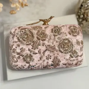 Handmade Zardozi Embroidered Velvet Clutch