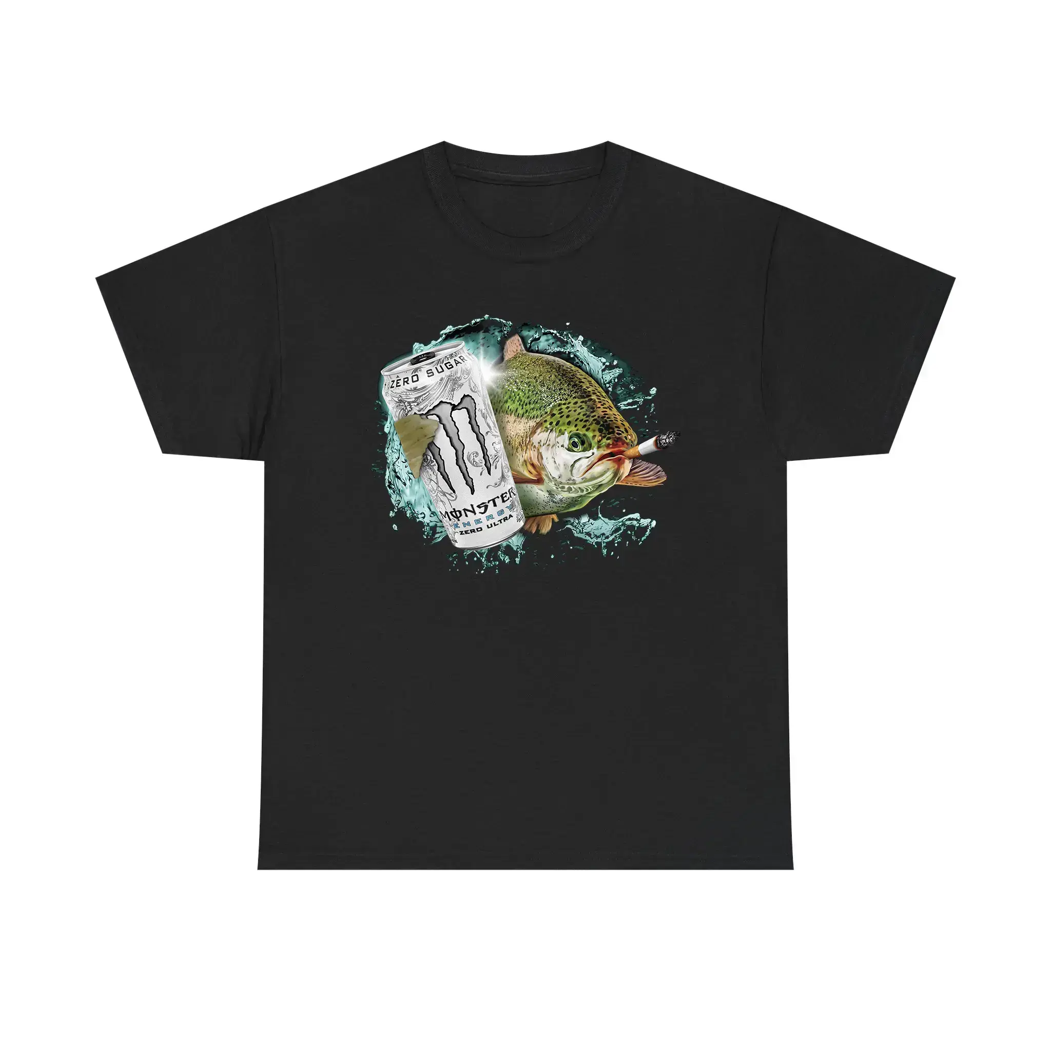 Men's Casual Short-Sleeve Breathable Funny Graphic T-Shirt - Dope White Monster Fish Clothes, Menswear Top