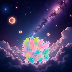 2Pcs Multicolor Glow in The Dark Luminous Stars Fluorescent Noctilucent Plastic Wall Stickers Murals Decals Kids' and Baby for Home Art Decor Kids Bedroom Room Decorations
