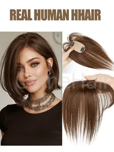 Hair Toppers for Women Real Human Hair, Human Hair Extensions, Clip in Bangs Wig With Bangs Natural Scalp Thinning or Loss Top Pieces 3D Topper Base With Thinning Hair Cover Gray Roots Add Volume Brown Black Blonde