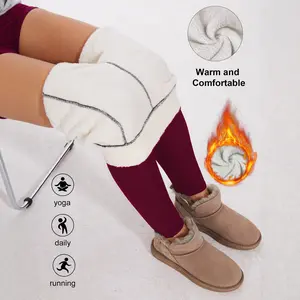 Thickened Fleece-Lined Leggings High Waist with Pockets Women's Autumn Winter Outerwear Tight-Fitting Warm Yoga Pants