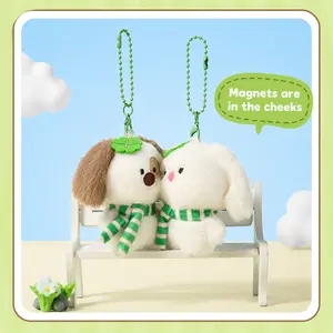 MINISO Giftford Bear Magnetic Plush Keychain Set of 2, Soft Teddy Bear Pendant for Bag Backpack, Cute Couple Gift for Girls Kids Birthday