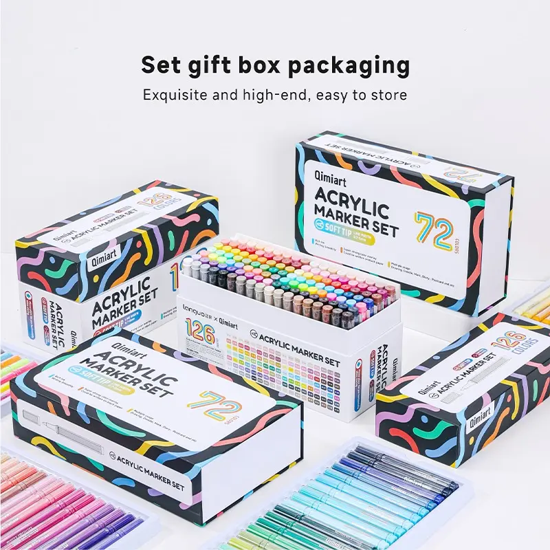 LANUO 72/126 Colors Acrylic Marker Set Professional Art Style Rich Pigment, Smooth Ink & Blendable Ideal for Students, Drawing Practice & Creative Art Projects Art Materials Acrylic Paint Markers