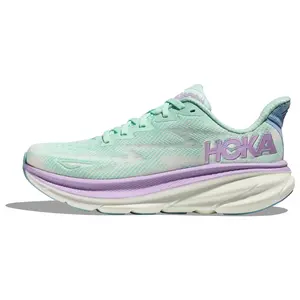 HOKA ONE ONE Clifton 9 Women's Marathon Running Shoes with Breathable Fabric, Slip-Resistant, and Durable Low-Top Design in Bright Sea Blue Mist Purple Trending Shoes, House White Official Shoes to Get / Maison Mihara