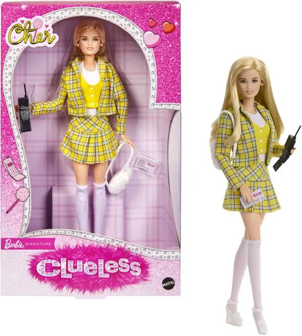 Clueless Cher & Dionne Bestie Collector Doll - 30th Anniversary Plaid Design, High Socks Detail, Backpack Accessories, 1 Learner’s Permit, Gigi With High-Heeled Feet, Display Piece for Fans [Collectibles, Figurines]