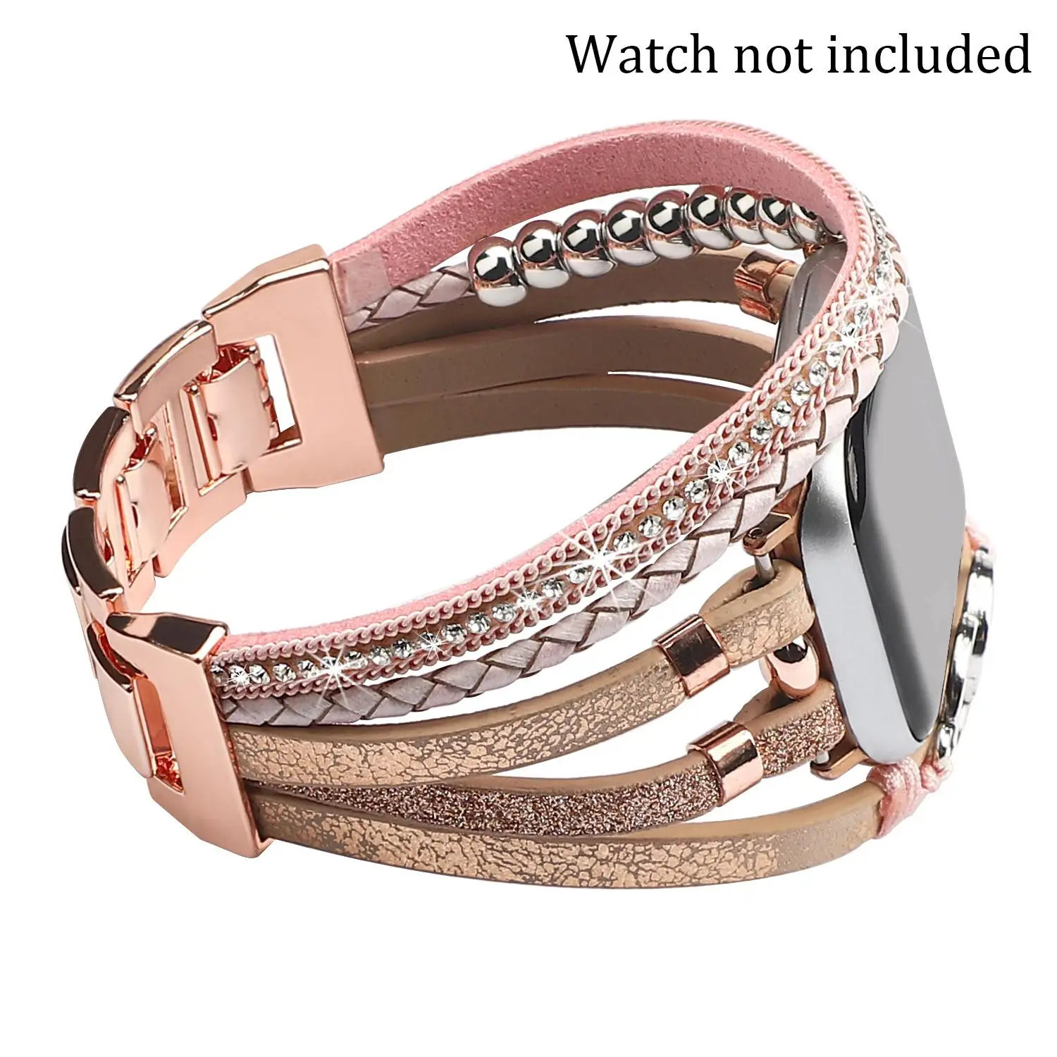 Boho Beaded Decor Watch Band (Band Only), Fashionable Watch Band for Women, Smart Watch Accessories Compatible with Apple Watch Series 9 8 7 SE 6 5 4